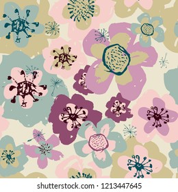 Sophisticated vector pink and burgundy floral seamless pattern background. Sober, festive and fun. Great for backgrounds, wallpapers and textures on invitations, gift wrap and sationery.