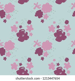 Sophisticated vector pink and burgundy floral seamless pattern background. Sober, festive and fun. Great for backgrounds, wallpapers and textures on invitations, gift wrap and sationery.