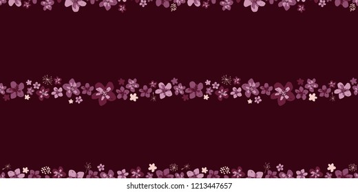 Sophisticated vector pink and burgundy floral seamless pattern background. Sober, festive and fun. Great for backgrounds, wallpapers and textures on invitations, gift wrap and sationery.