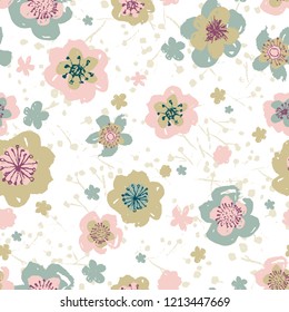 Sophisticated vector pink and burgundy floral seamless pattern background. Sober, festive and fun. Great for backgrounds, wallpapers and textures on invitations, gift wrap and sationery.