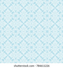 Sophisticated white seamless abstract pattern on the blue background