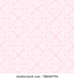 Sophisticated white seamless abstract pattern on the pink background