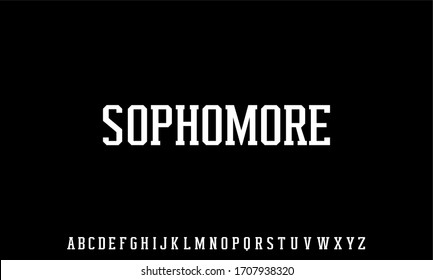 sophomore, varsity college font alphabet vector set