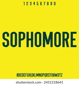 sophomore, varsity college font alphabet vector set