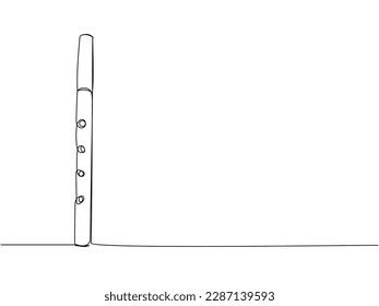 Sopilka one line art. Continuous line drawing of music, wind, instrument, surma, culture, ukrainian, ethnic, ukraine, lute, traditional, musical, national, folk