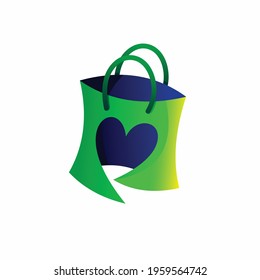 Sopping bag vector with love concept