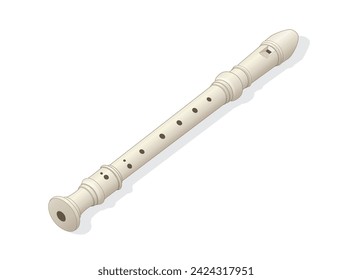 Soprano Flute, realistic vector illustration isolated, eps