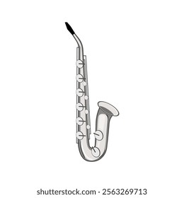 soprano saxophone cartoon. reed brass, woodwind keys, mouthpiece embouchure soprano saxophone sign. isolated symbol vector illustration