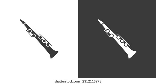 Soprano saxophone flat web icon. Saxophone logo design. Brass instrument simple soprano saxophone sign silhouette icon. Saxophone solid black icon vector design. Musical instruments concept