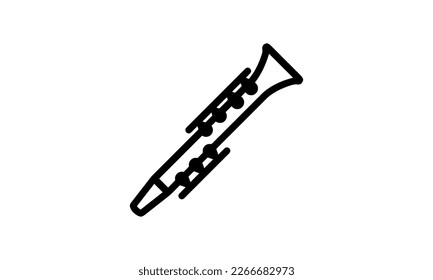 icono del vector saxofón de soprano instrumento del viento de fondo negro y blanco eps 8