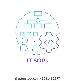 IT detiene el icono de concepto de gradiente azul. Cumplimiento normativo, gestión de la información. Ilustración de línea de forma redonda. Abstractas idea. Diseño gráfico. Fácil de usar en infografía, presentación