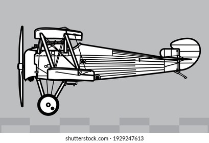 Sopwith 7F.1 Snipe. World War 1 fighter aircraft. Side view. Image for illustration and infographics.