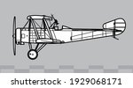 Sopwith Comic. Sopwith Strutter. World War 1 anti zeppelin aircraft. Side view. Image for illustration and infographics.