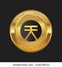 Sora Vector illustration crypto currency blockchain logo isolated on Black background on gold coin. Block chain XOR logo for web or print.