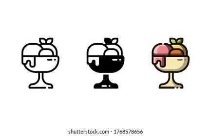 Sorbet ice cream icon. With outline, glyph, and filled outline style