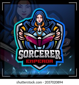 Sorcerer girl mascot. esport logo design