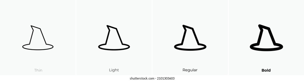 Sorcerer Hat Icon. Thin, Light Regular And Bold Style Design Isolated On White Background