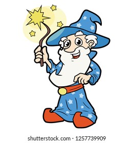 Sorcerer with magic wand