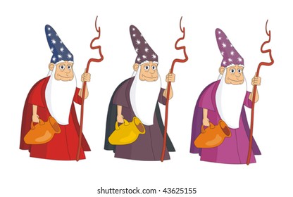 Sorcerer magician vector illustration cartoon