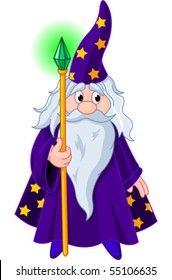 Sorcerer wizard magician with staff