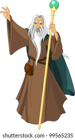 Sorcerer wizard magician with staff