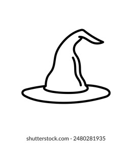 Sorcerer's Hat Outline Icon, Vector illustration