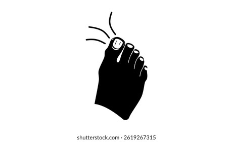 sore big toe, black isolated silhouette