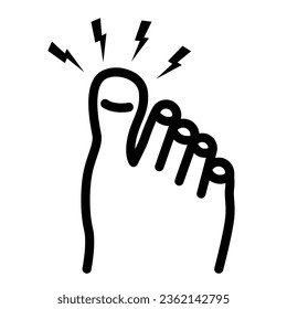 Sore big toe line icon, Body pain concept, Foot pain sign on white background, leg with a toe injury icon in outline style for mobile concept and web design. Vector graphics