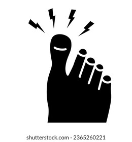 Sore big toe solid icon, Body pain concept, Foot pain sign on white background, leg with a toe injury icon in glyph style for mobile concept and web design. Vector graphics