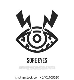 Sore eyes thin line icon. Irritated eyes, conjunctivitis. Vector illustration.