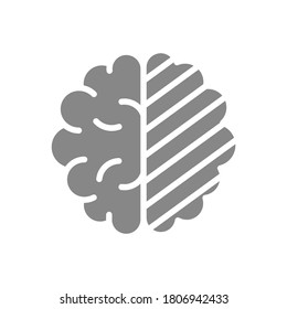 Icono gris del cerebro humano. Símbolo de edema cerebral.