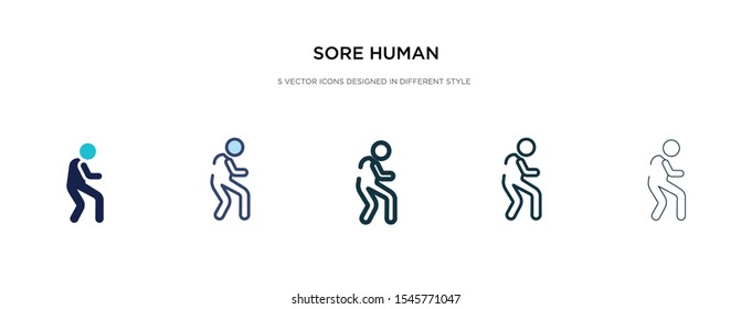 sore human icon in different style vector illustration. two colored and black sore human vector icons designed in filled, outline, line and stroke style can be used for web, mobile, ui