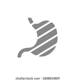 Sore human stomach grey icon. Abdominal Distention, infected organ symbol