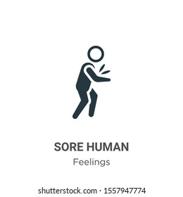Sore human vector icon on white background. Flat vector sore human icon symbol sign from modern feelings collection for mobile concept and web apps design.