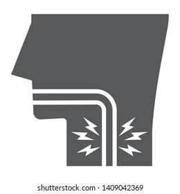 Sore throat glyph icon, body and pain, inflammation sign, vector graphics, a solid pattern on a white background, eps 10.
