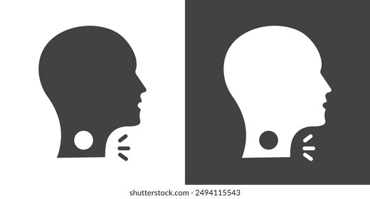 Sore throat icon Flat set in black and white color outline vector