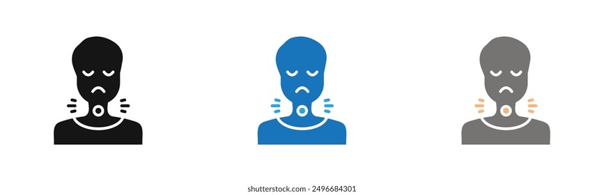 Sore throat icon outline collection or set in black and white