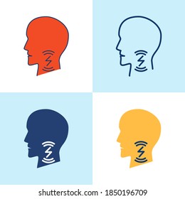 Sore throat icon set in line style. Flu or coronavirus symptom. Throat pain symbol. Vector illustration.