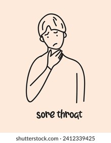 Sore Throat illness hand drawing vector illustration