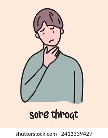 Sore Throat illness hand drawing vector illustration