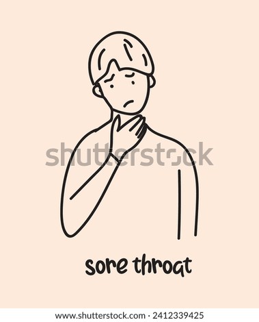 Sore Throat illness hand drawing vector illustration