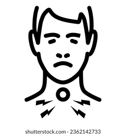 Sore throat line icon, healthcare concept, Man feel pain in throat sign on white background, Painful throat icon in outline style for mobile concept and web design. Vector graphics