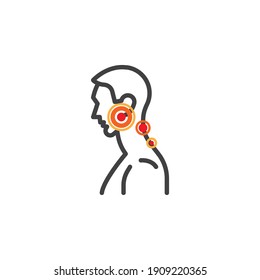 Sore throat line icon. linear style sign for mobile concept and web design. Sore throat pain outline vector icon. Symbol, logo illustration. Vector graphics