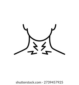 Sore Throat Line Icon Neck Pain Symptom Of Influenza Black And White Medical Vector Illustration