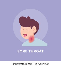 Sore throat man illustration. Coronavirus COVID-19 Vector Illustration. EPS 10