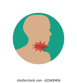 Sore throat on the green background. Vector illustration