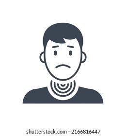Sore Throat related vector glyph icon. Head of man with sore throat. Sore Throat sign. Isolated on white background. Editable vector illustration