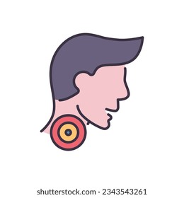 Sore Throat related vector icon. Head of man with sore throat. Sore Throat sign. Isolated on white background. Editable vector illustration