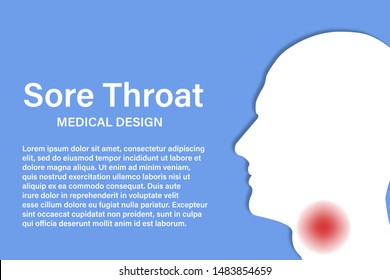 Sore throat. Sick man. Pharmacology design template. Sore throat symbol. Vector illustration. EPS 10