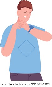 Dolor de garganta. Joven enfermo con síntoma de gripe aislado en antecedentes blancos